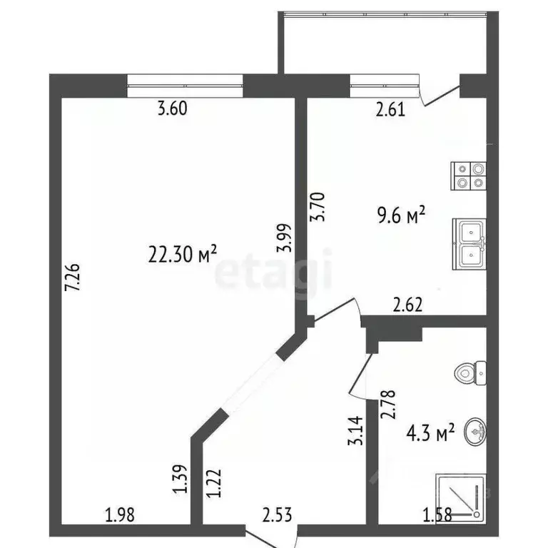 1-к кв. Чувашия, Чебоксары просп. Максима Горького, 6 (42.7 м) - Фото 2