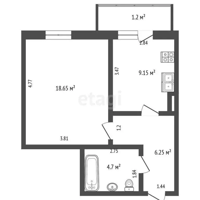 1-комнатная квартира: Евпатория, проспект Победы, 93 (38.9 м) - Фото 1