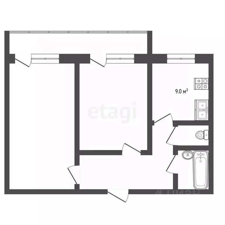 2-к кв. Самарская область, Самара Ташкентская ул., 214 (50.0 м) - Фото 2