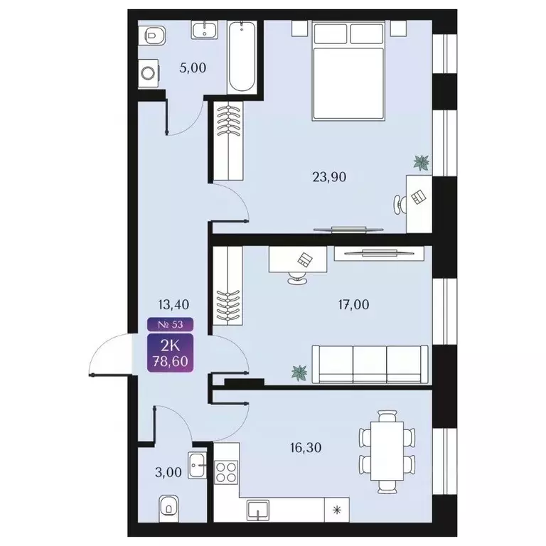 2-к кв. Омская область, Омск ул. 5-я Северная (78.6 м) - Фото 2