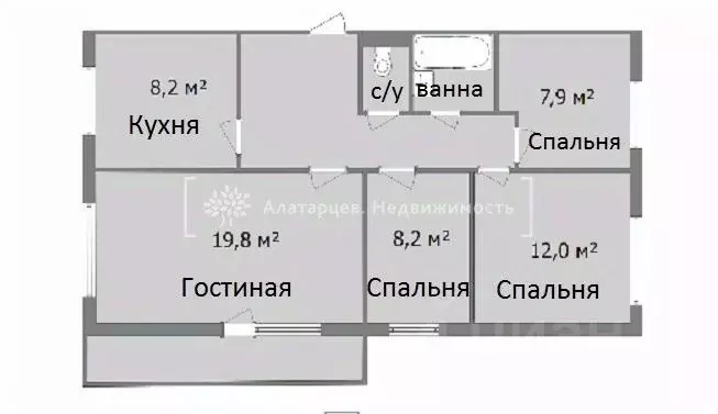 4-к кв. Томская область, Томск Сибирская ул., 102 (71.7 м) - Фото 1