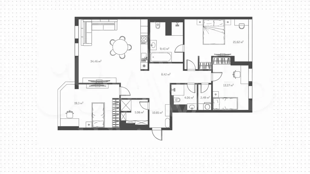 4-к. квартира, 130 м, 5/19 эт. - Фото 0