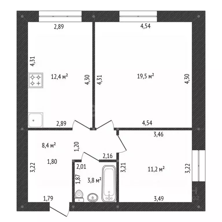 2-к кв. Башкортостан, Уфа ул. Красина, 19/1 (55.0 м) - Фото 1