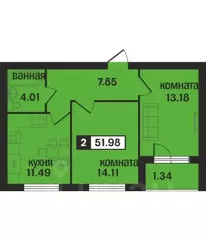2-к кв. Владимирская область, Муром ул. 1-я Новослободская (51.98 м) - Фото 0