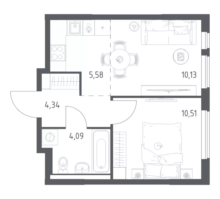 1-комнатная квартира: деревня Коробово, ЖК Горки Парк, 8.2 (34.65 м) - Фото 1