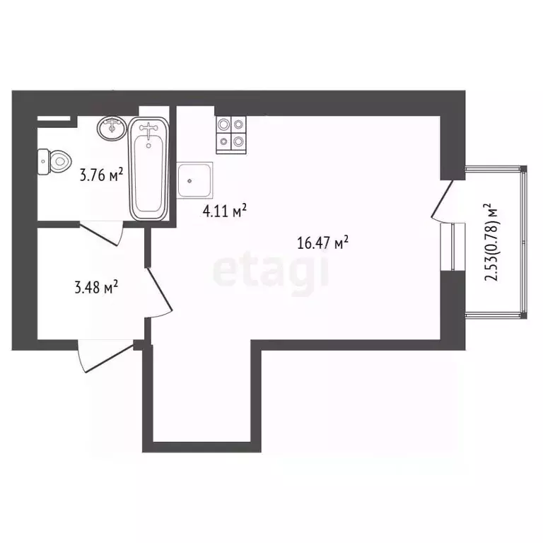 Студия Краснодарский край, Краснодар ул. Лиссабонская, 109к25 (28.3 м) - Фото 2