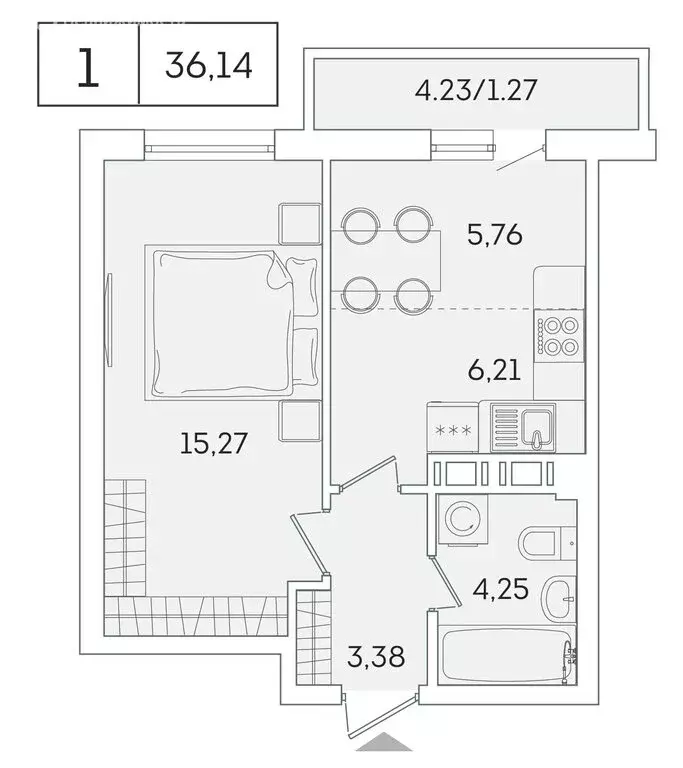 1-комнатная квартира: Мурино, Екатерининская улица, 11 (34.9 м) - Фото 0