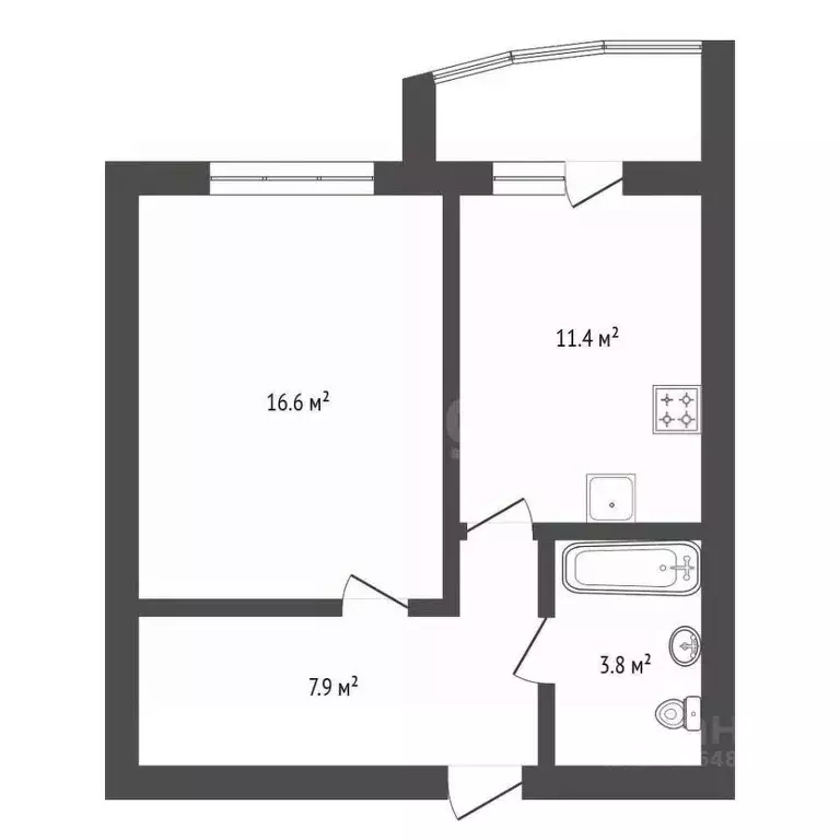 1-к кв. Амурская область, Благовещенск Заводская ул., 2/4 (42.3 м) - Фото 2