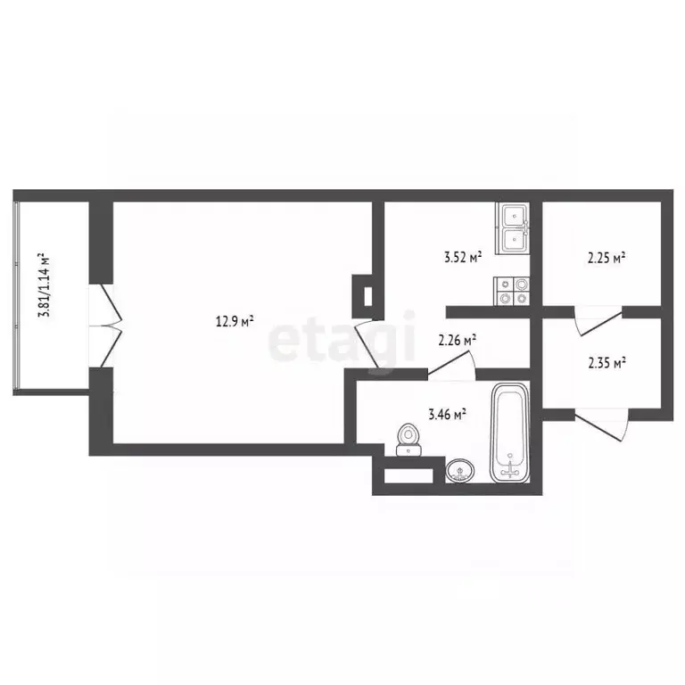 Студия Омская область, Омск Светловская ул., 14 (26.5 м) - Фото 2