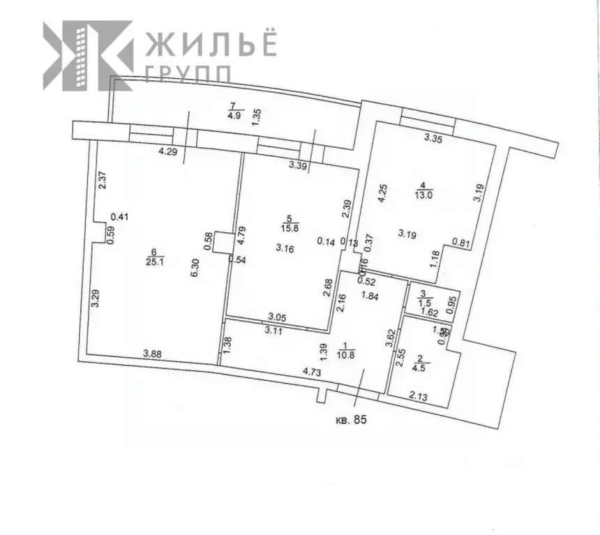 2-к кв. Татарстан, Казань Чистопольская ул., 38 (75.6 м) - Фото 1