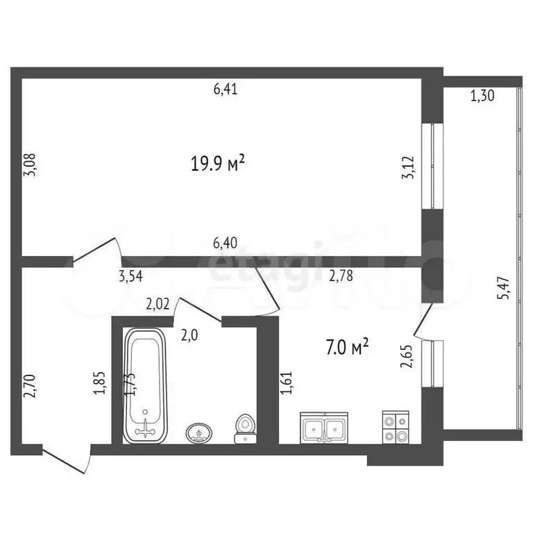 1-к. квартира, 35,8 м, 1/9 эт. - Фото 0