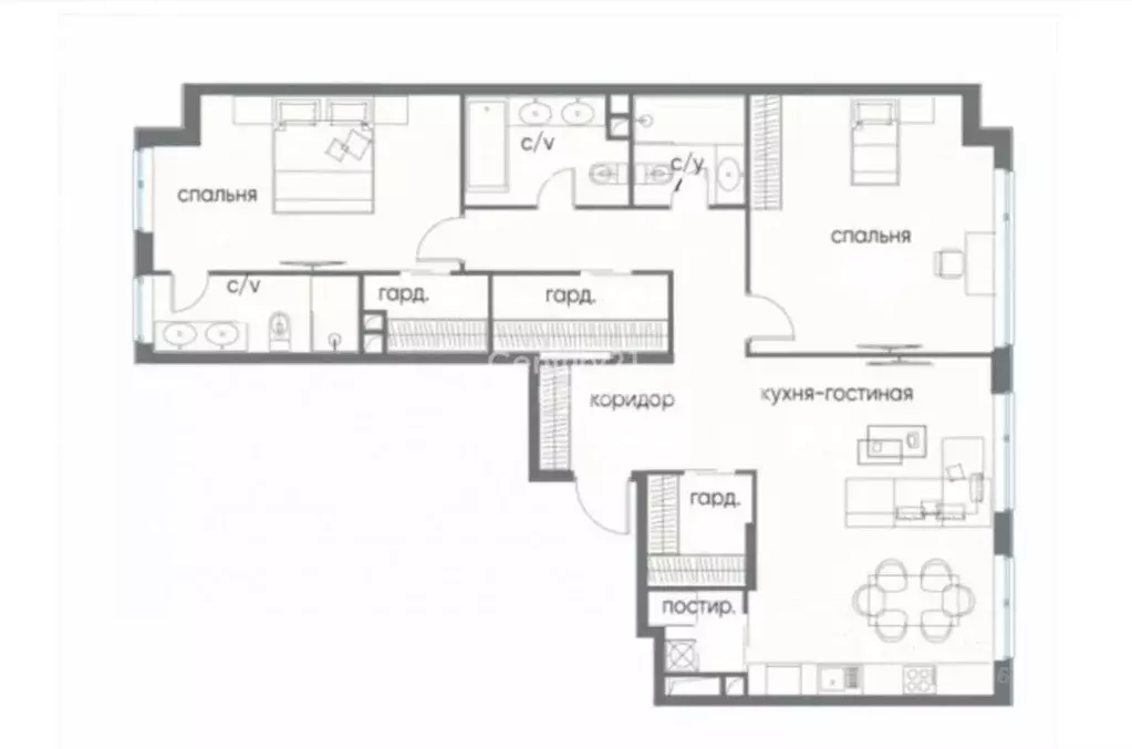 3-к кв. Москва 6-й кв-л, Остров жилой комплекс, 12к6 (87.0 м) - Фото 2