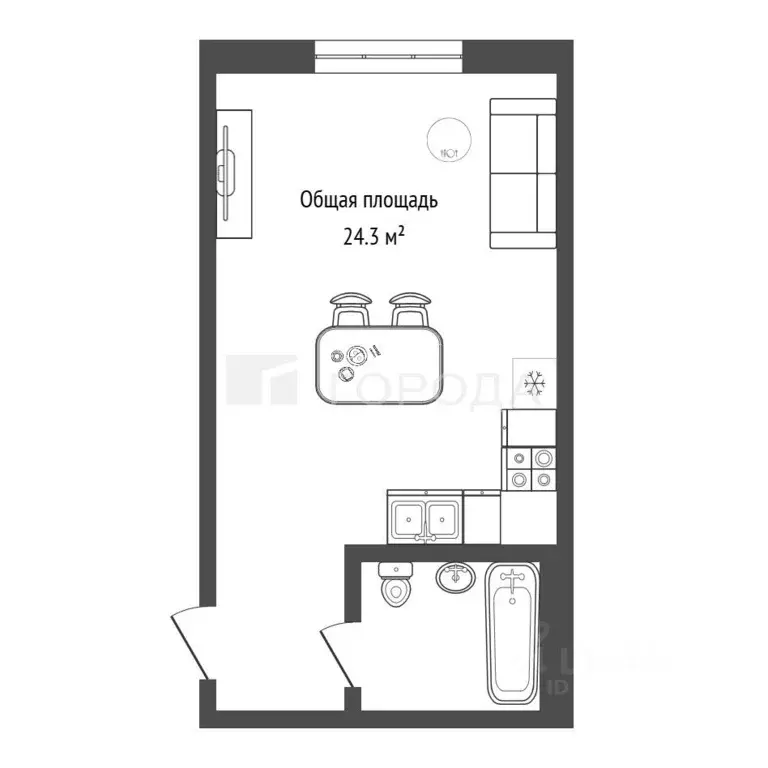 Студия Новосибирская область, Новосибирск Большая ул., 656 (24.3 м) - Фото 2