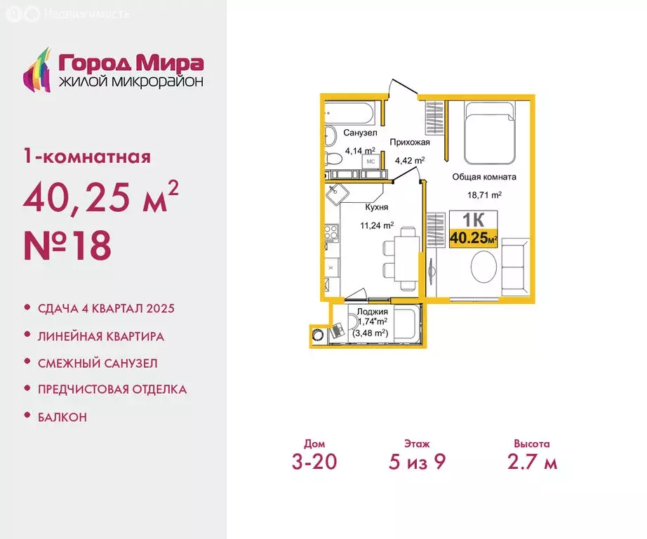 1-комнатная квартира: Симферополь, Центральный район, жилой комплекс ... - Фото 1