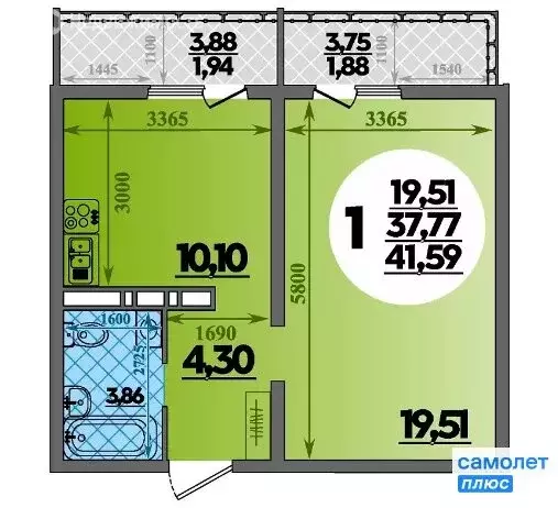 1-комнатная квартира: Анапа, улица Адмирала Пустошкина, 22к10 (41.6 м) - Фото 1