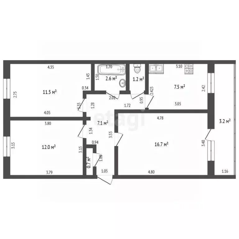 3-к кв. Башкортостан, Стерлитамак ул. Механизации, 13 (59.4 м) - Фото 2