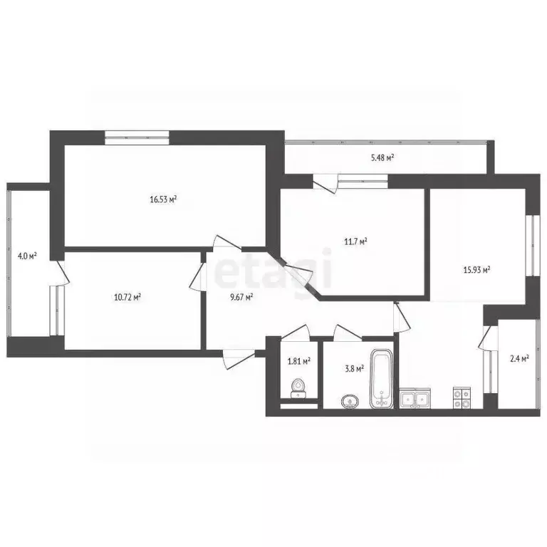 3-к кв. Московская область, Раменское ул. Березовая Роща, 2 (71.5 м) - Фото 2