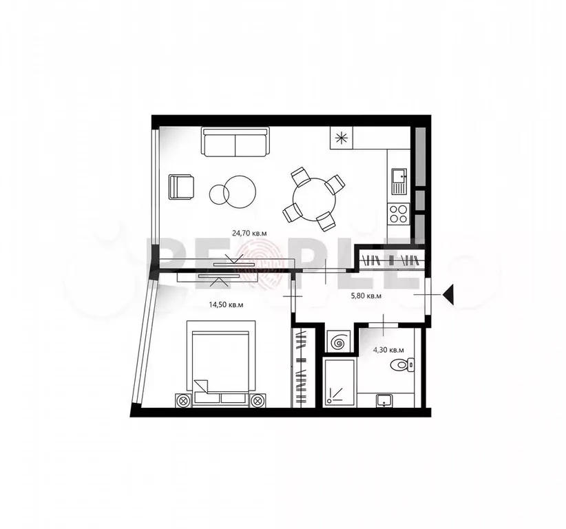 2-к. квартира, 49 м, 9/24 эт. - Фото 0