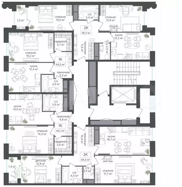 2-к. квартира, 64,5 м, 8/8 эт. - Фото 1