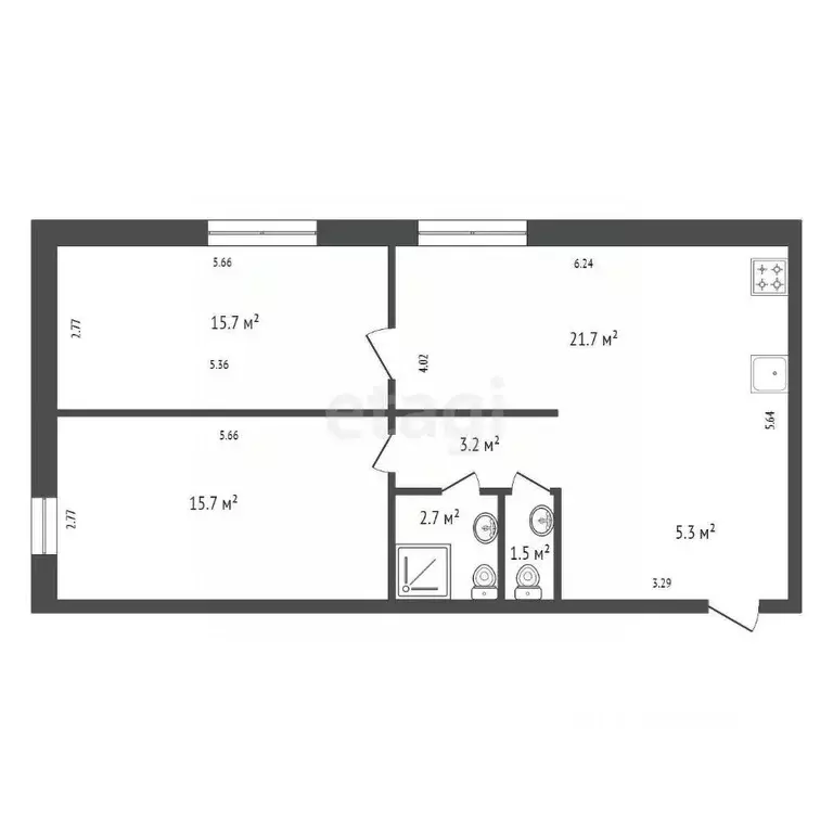 3-к кв. Красноярский край, Дивногорск Набережная ул., 55 (65.8 м) - Фото 2