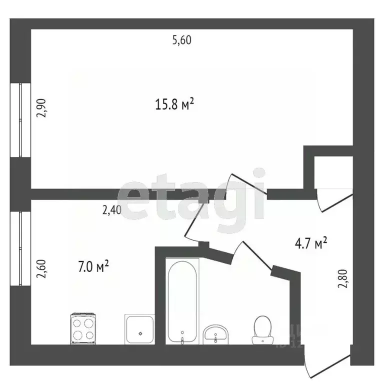 1-к кв. Крым, Симферополь ул. Никанорова (33.0 м) - Фото 0
