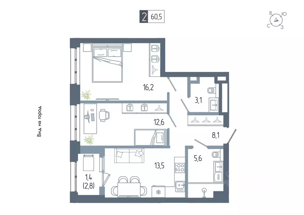 2-к кв. Башкортостан, Уфа Глумилино жилрайон, Аурум жилой комплекс ... - Фото 1