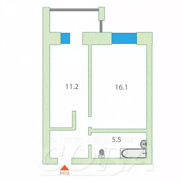 1-комнатная квартира: Тюмень, улица Беляева, 37 (37 м) - Фото 1