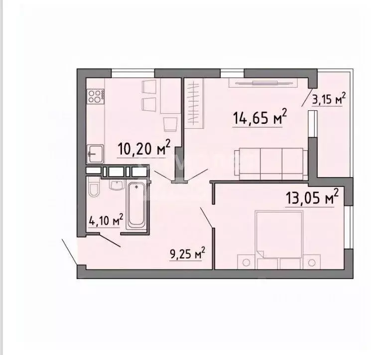 2-к кв. Липецкая область, Липецк Семейный Квартал жилой комплекс (54.4 ... - Фото 2