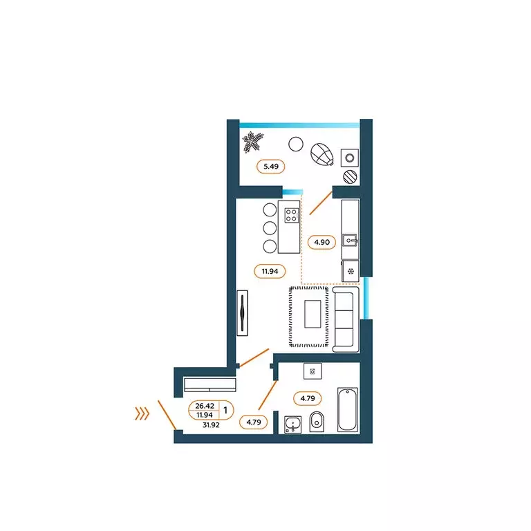 Квартира-студия: Батайск, Родная улица, 1 (32.5 м) - Фото 1