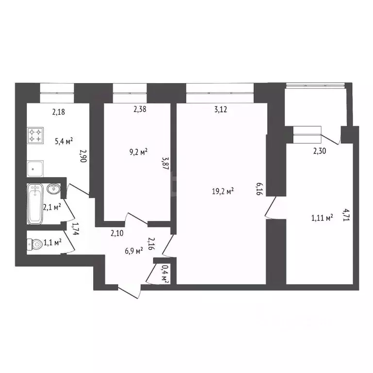 3-к кв. Башкортостан, Уфа ул. Рихарда Зорге, 54 (55.4 м) - Фото 2
