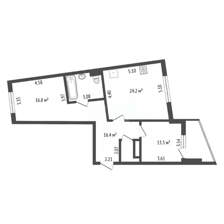 2-к кв. Московская область, Красногорск Лесная ул., 14 (79.9 м) - Фото 2