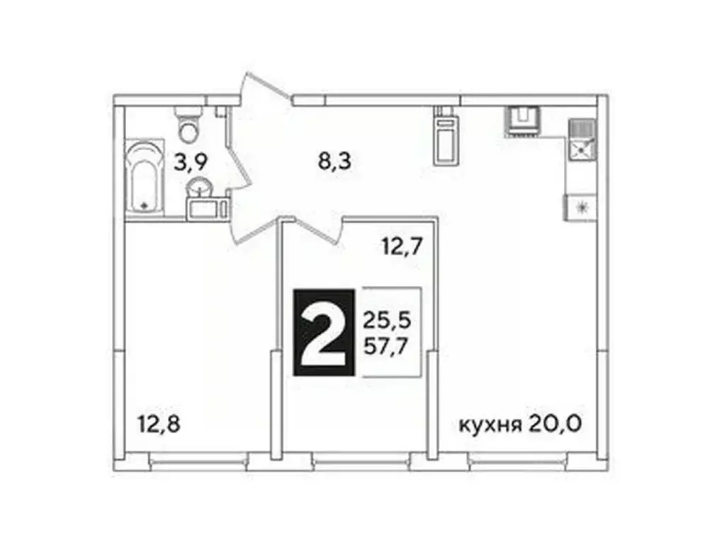 2-к кв. Краснодарский край, Краснодар ул. Ивана Беличенко, 86к2 (57.1 ... - Фото 1