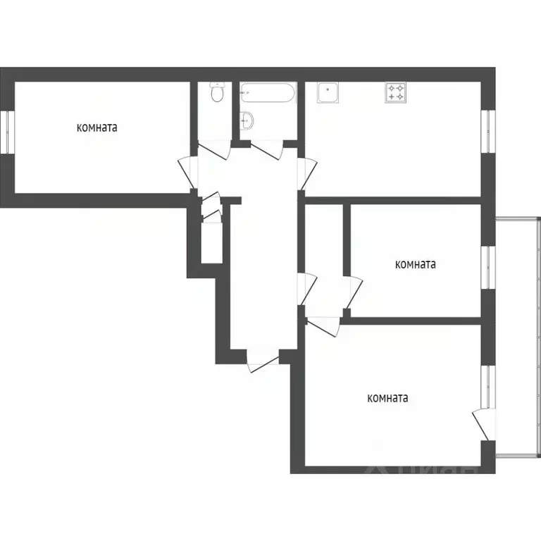 3-к кв. Бурятия, Улан-Удэ ул. Тулаева, 130 (64.2 м) - Фото 1