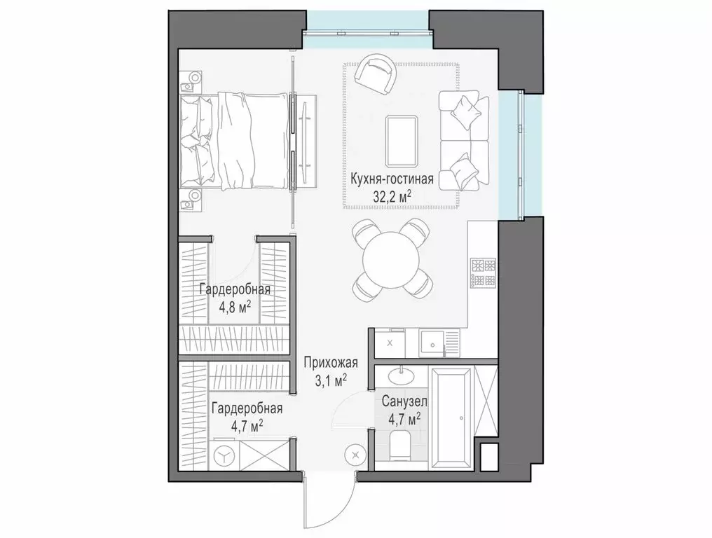 1-комнатная квартира: Москва, улица Ильинка, 3/8с4 (49.6 м) - Фото 1
