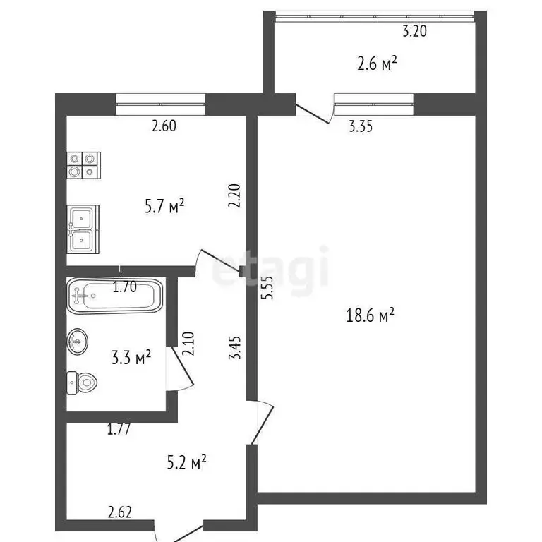 1-комнатная квартира: Стерлитамак, улица Тукаева, 5В (32.3 м) - Фото 1