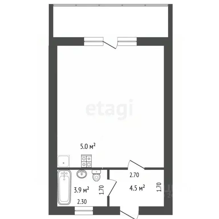 Студия Севастополь ул. Пляж Омега, 4-5 (46.3 м) - Фото 2