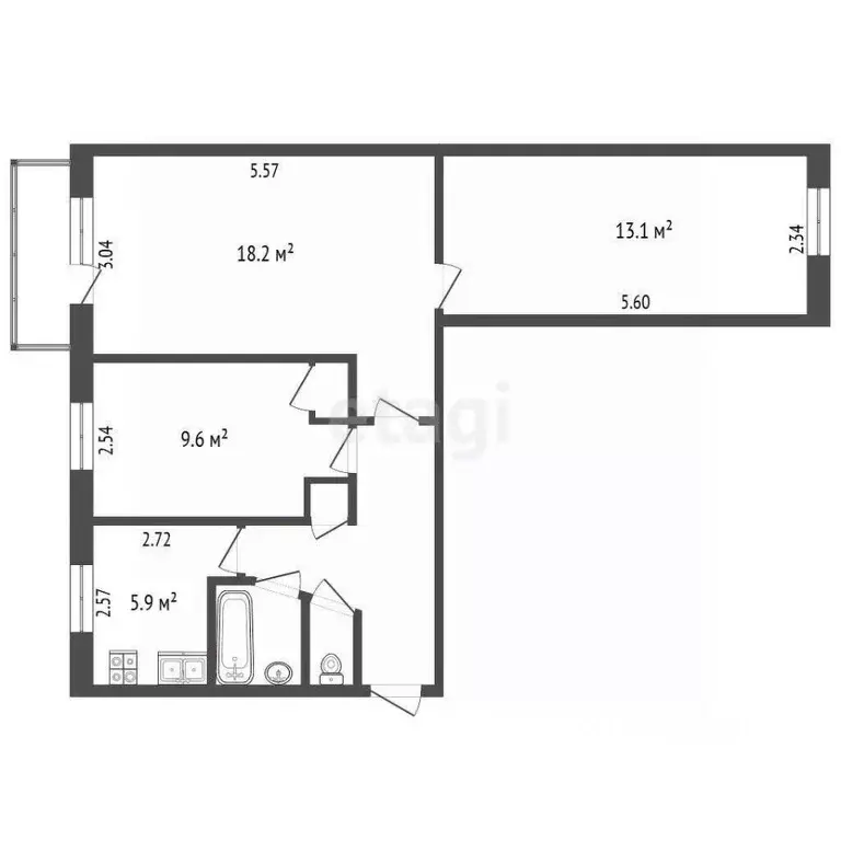 3-к кв. Челябинская область, Челябинск ул. Чайкиной, 9 (59.0 м) - Фото 1