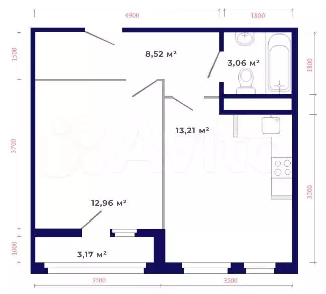 1-к. квартира, 40,9 м, 4/9 эт. - Фото 1