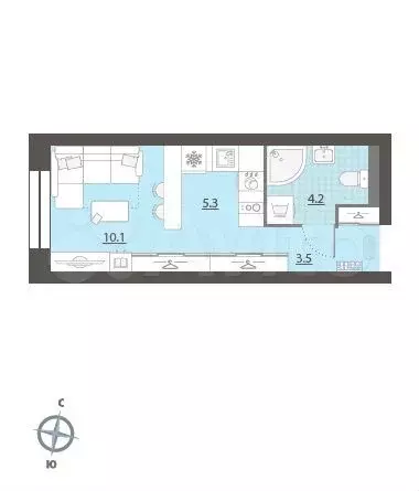 Квартира-студия, 23,1 м, 5/32 эт. - Фото 0