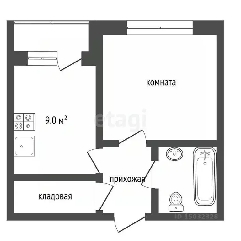 1-к кв. Нижегородская область, Выкса ул. Осипенко, 5 (34.8 м) - Фото 2