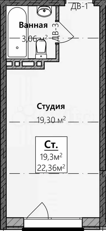 Квартира-студия, 22,4 м, 8/8 эт. - Фото 1