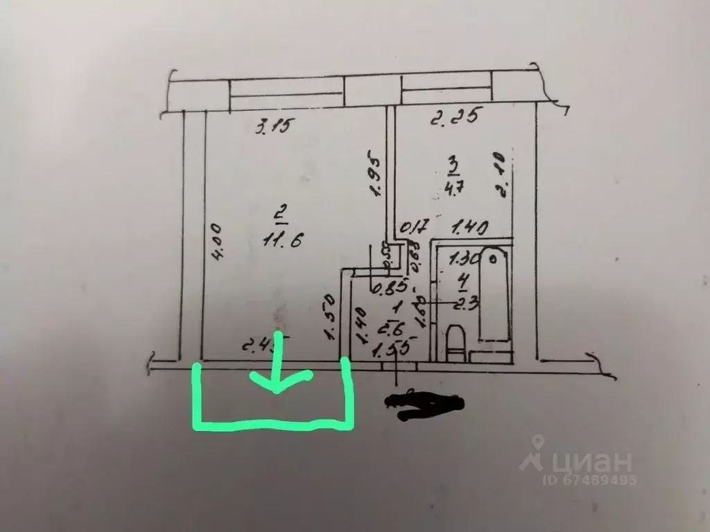 1-к кв. Краснодарский край, Анапа проезд Космонавтов, 34 (25.0 м) - Фото 2