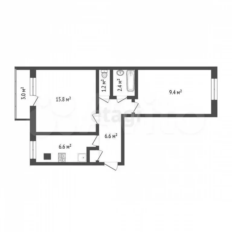 2-к. квартира, 41,8 м, 2/5 эт. - Фото 0
