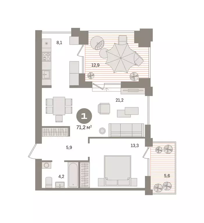 1-комнатная квартира: Новосибирский район, рабочий посёлок Краснообск, ... - Фото 1