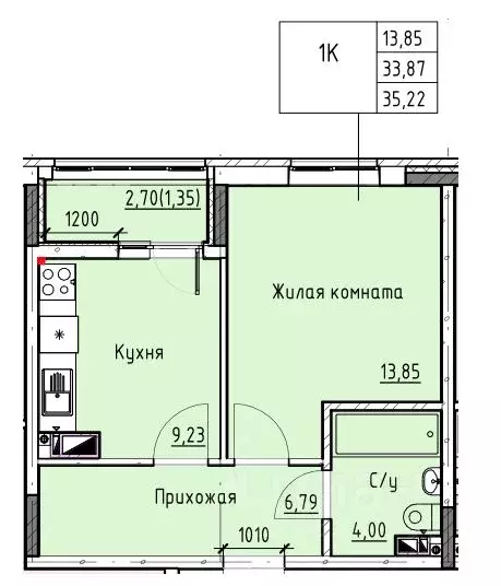 1-к кв. Ростовская область, Батайск ул. Талалихина (35.22 м) - Фото 0