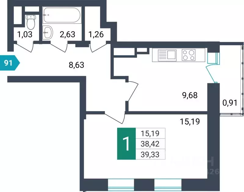 1-к кв. Забайкальский край, Чита ул. Бабушкина, 42Б (39.33 м) - Фото 0