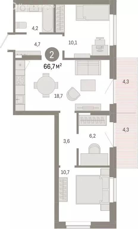 3-комнатная квартира: Омск, Кировский округ (66.7 м) - Фото 1