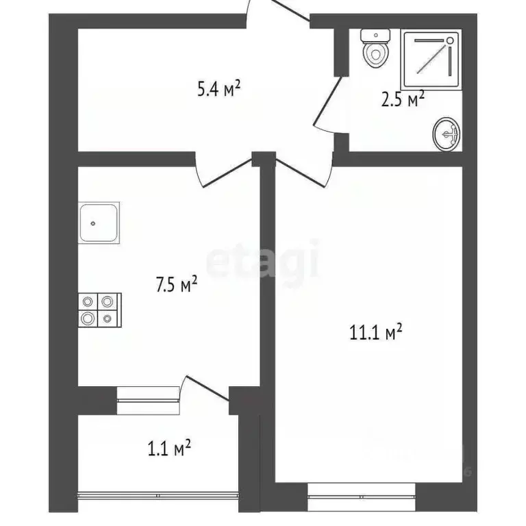 1-к кв. Калининградская область, Пионерский ул. Прибрежная, 21к2 (28.0 ... - Фото 2