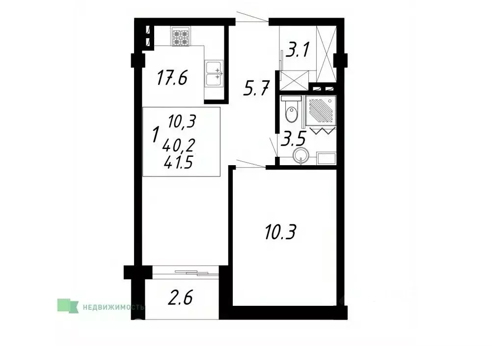 1-к кв. Ставропольский край, Ессентуки Озеро жилой комплекс (41.5 м) - Фото 1