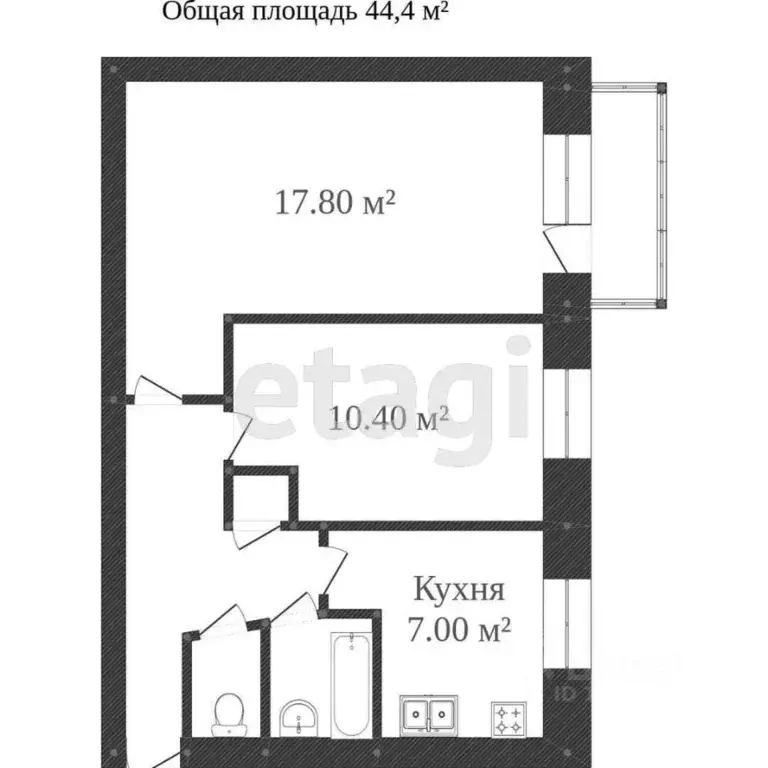 2-к кв. Калужская область, Город Калуга городской округ, пос. Мирный ... - Фото 2